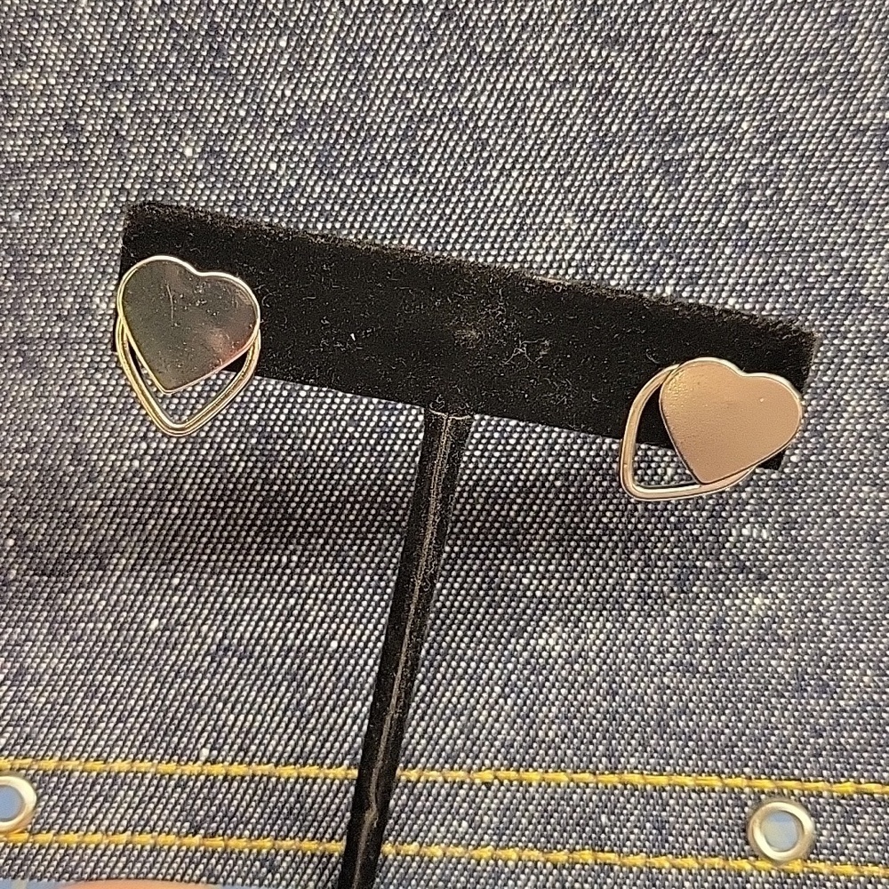 Silver Tone Stud 2 Layer Earrings